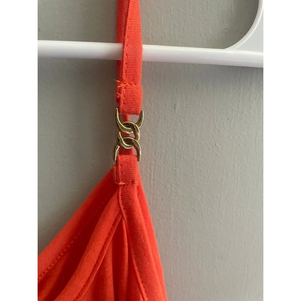 Michael Kors Womens Zinnia Cold Shoulder Chain Strap Top QS250TQ6TF Orange XL